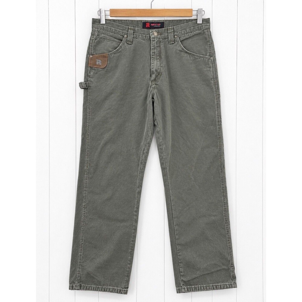 Wrangler Riggs Workwear Mens Carpenter Pants Ripstop 36x31 Muted Olive
